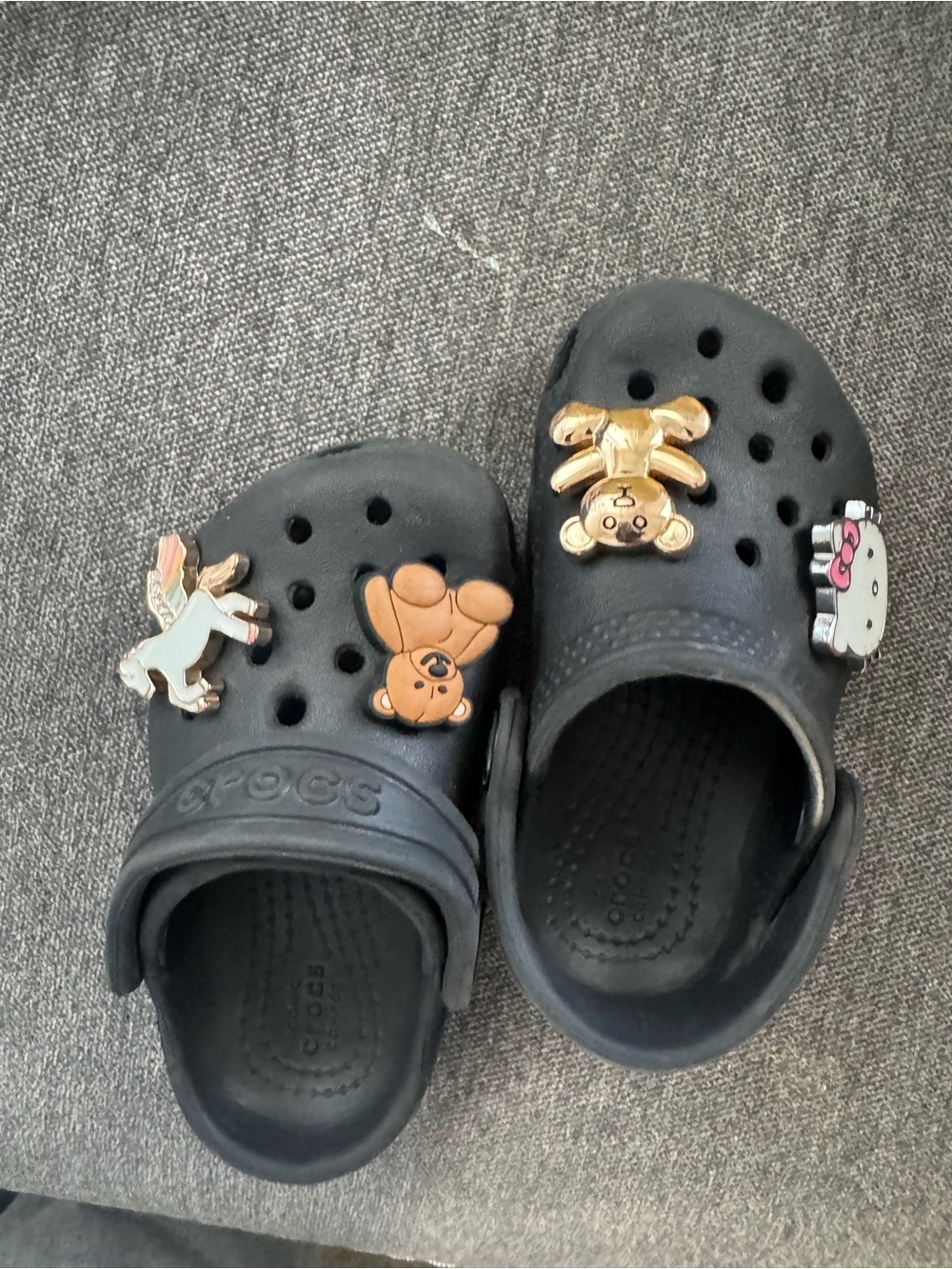 CROCS Kids Black Classic Clogs with Cute Jibbitz Charms